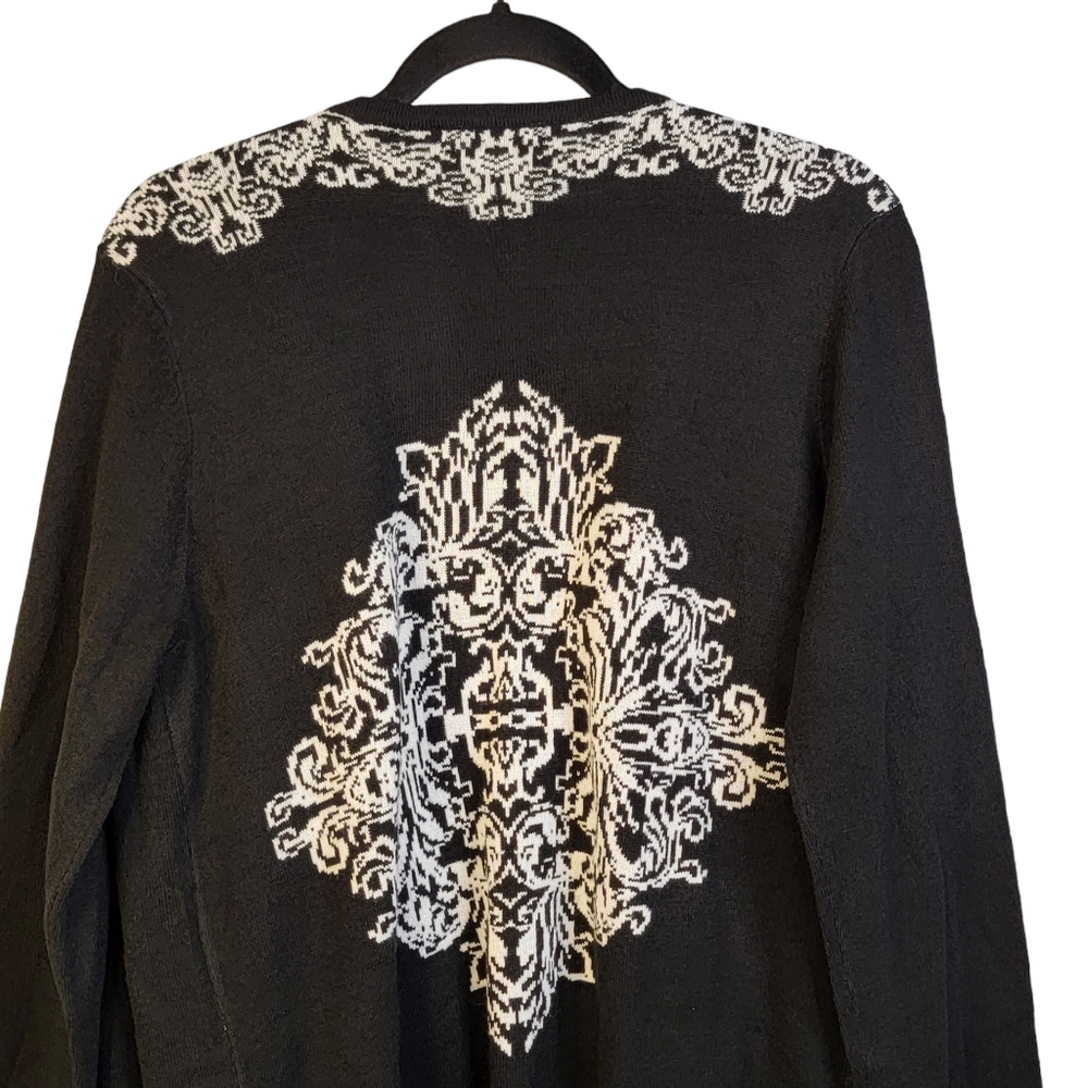 Napa Valley Black & White Light Weight Sweater Wrap Shawl Shrug Long Sleeves S - Picture 10 of 15